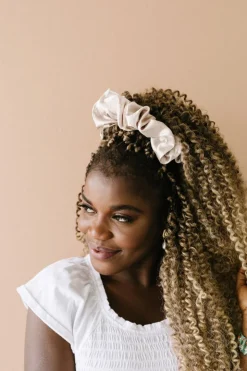 Andi Latte Satin Jumbo Scrunchie