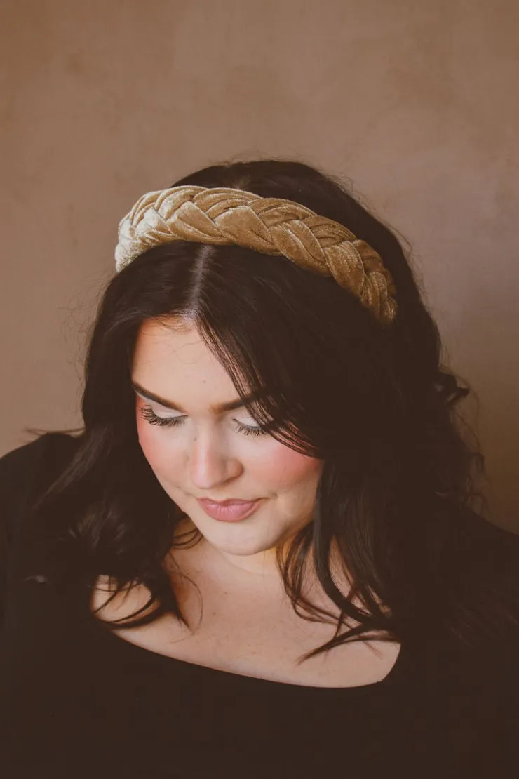 Andi Mocha Velvet Braided Hard Headband