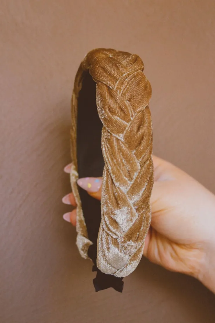 Andi Mocha Velvet Braided Hard Headband
