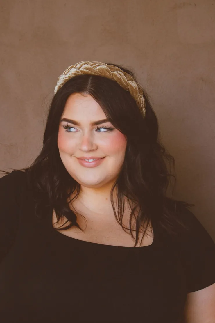 Andi Mocha Velvet Braided Hard Headband