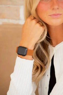 Andi Mustard Thick Weaved Adjustable Elastic Watch Band