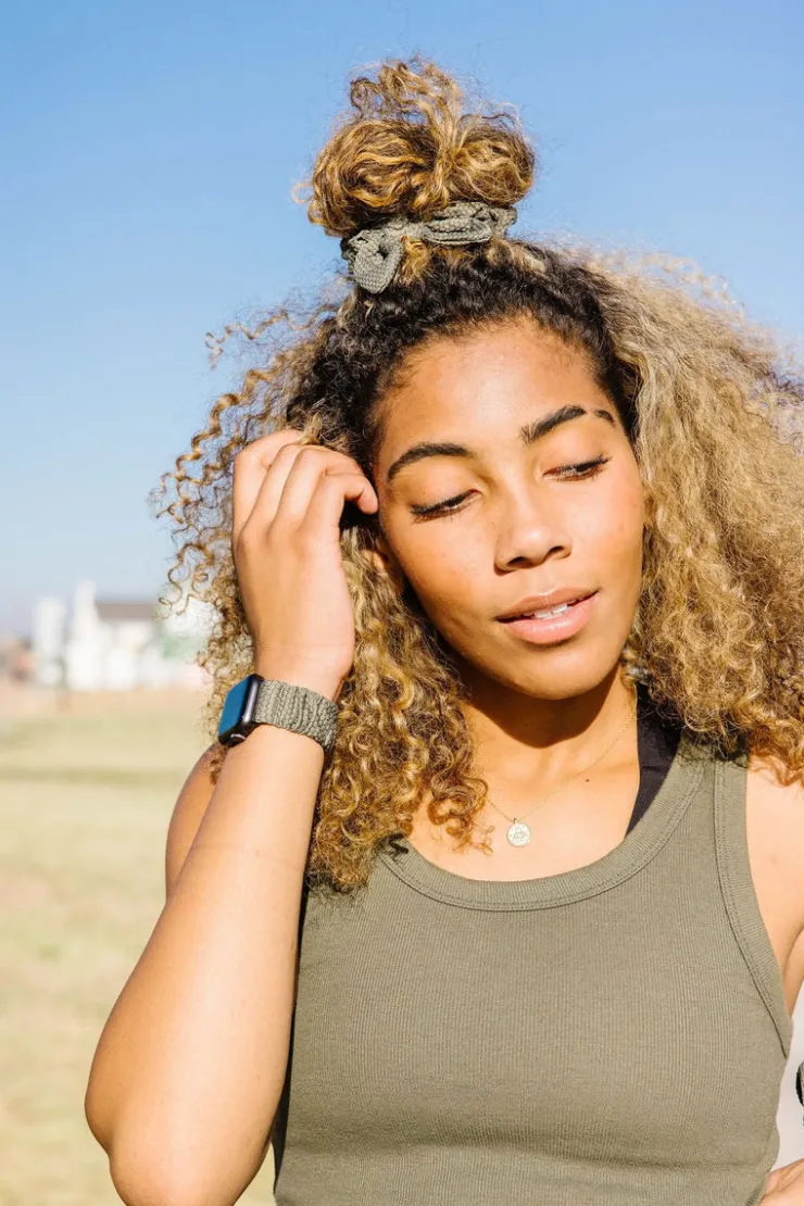 Andi Olive Hexagon Athletic Scrunchie Band Compatible with Apple Watch