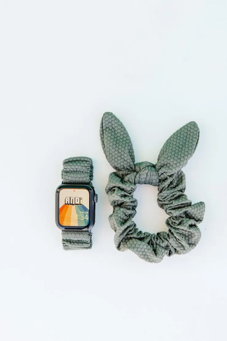 Andi Olive Hexagon Athletic Scrunchie Band Compatible with Apple Watch
