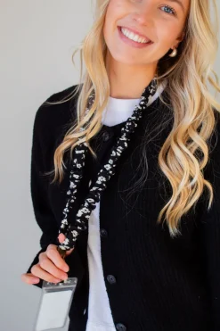 Andi Onyx Floral Lanyard
