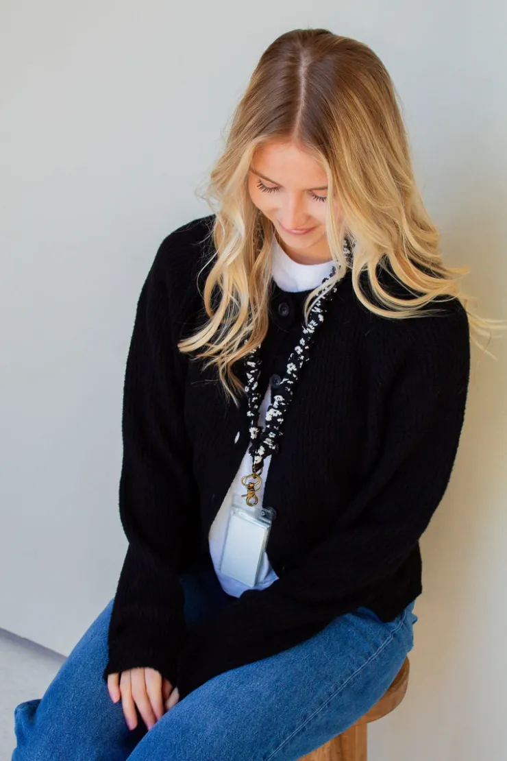 Andi Onyx Floral Lanyard