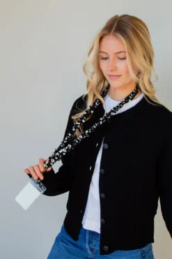 Andi Onyx Floral Lanyard