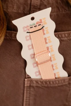Andi Pink Thick Weaved Adjustable Elastic Watch Band