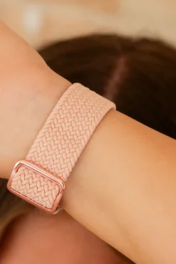 Andi Pink Thick Weaved Adjustable Elastic Watch Band