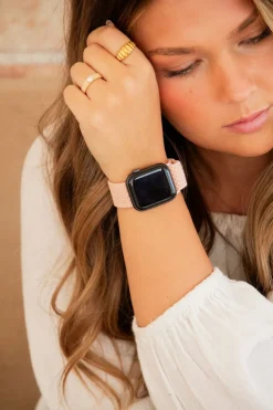 Andi Pink Thick Weaved Adjustable Elastic Watch Band