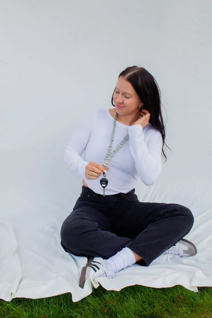 Andi Pistachio Grid Lanyard