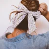 Andi Purple Floral Chunky Long Bow