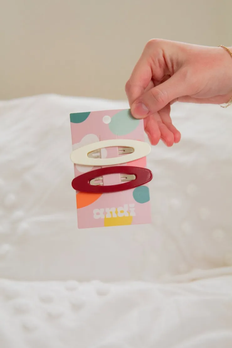 Andi Red & White Snap Clip 2-pack