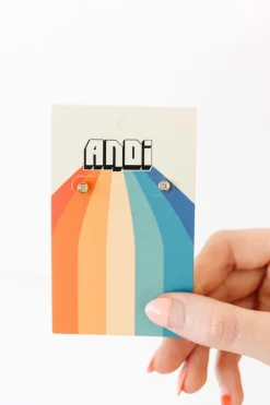 Andi Round Diamond Studs - Hypoallergenic - Multiple Colors