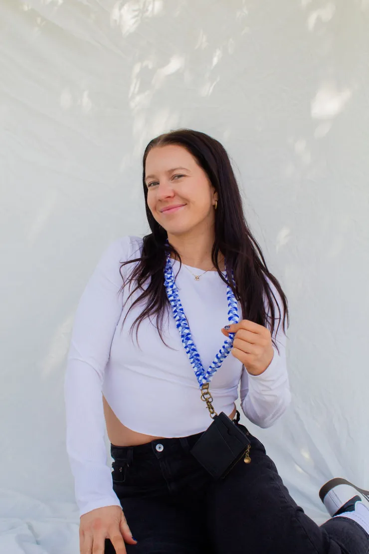 Andi Royal Blue Checkered Lanyard