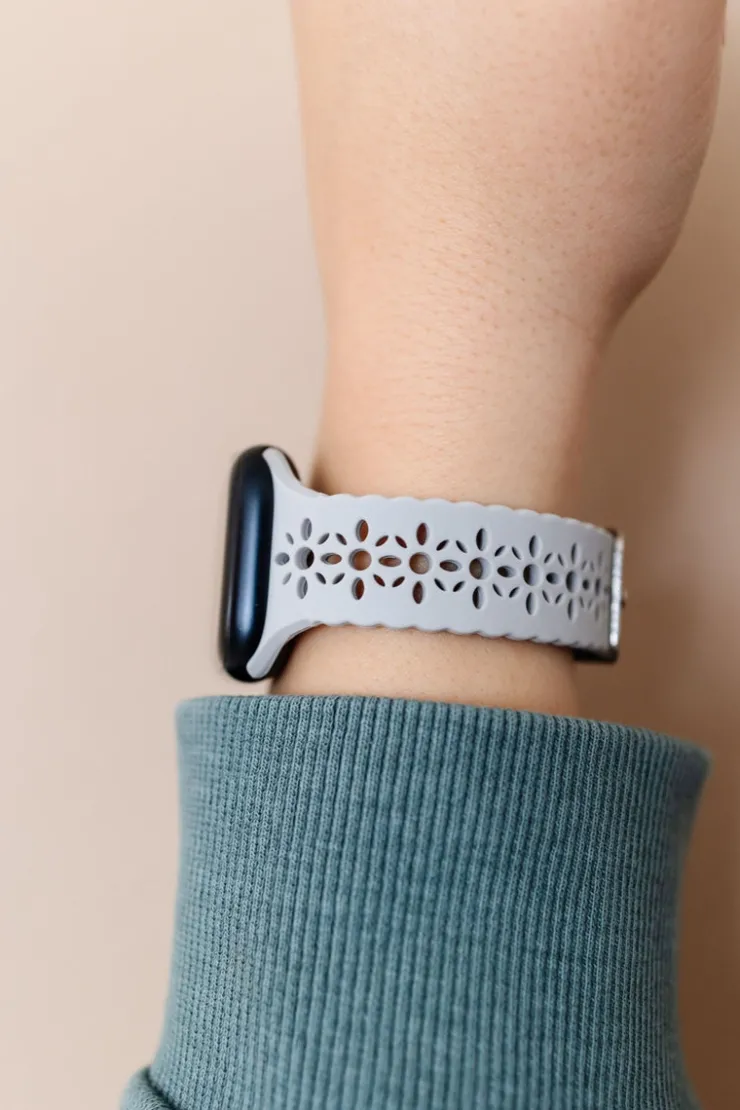 Andi Samsung Cloudy Gray Floral Silicone Watch Band