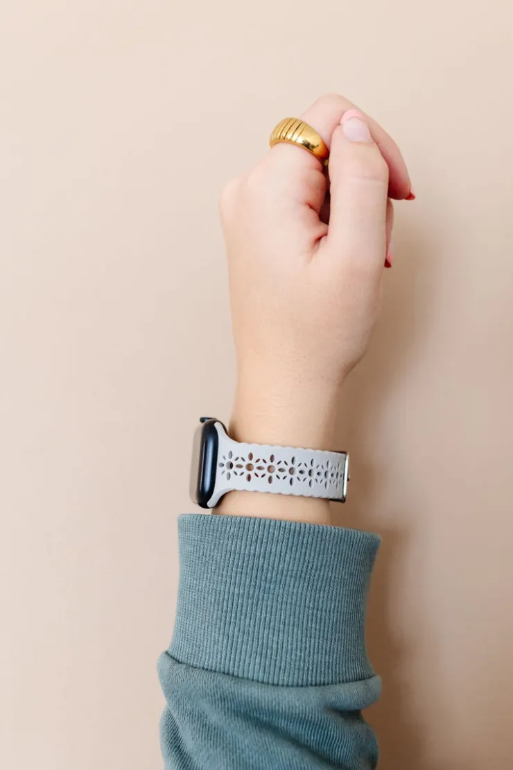 Andi Samsung Cloudy Gray Floral Silicone Watch Band