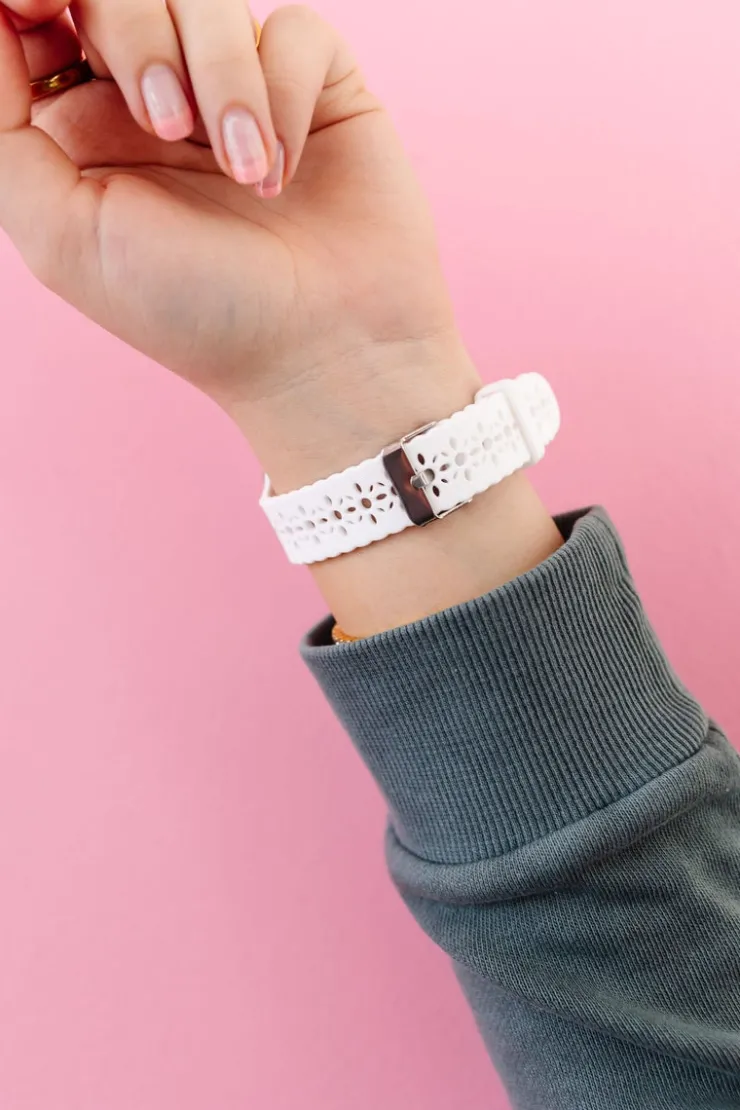 Andi Samsung White Floral Silicone Watch Band