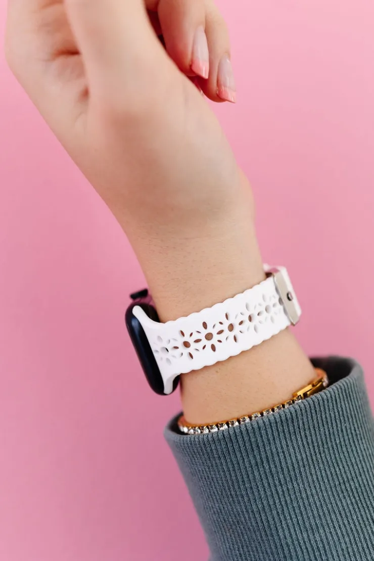 Andi Samsung White Floral Silicone Watch Band