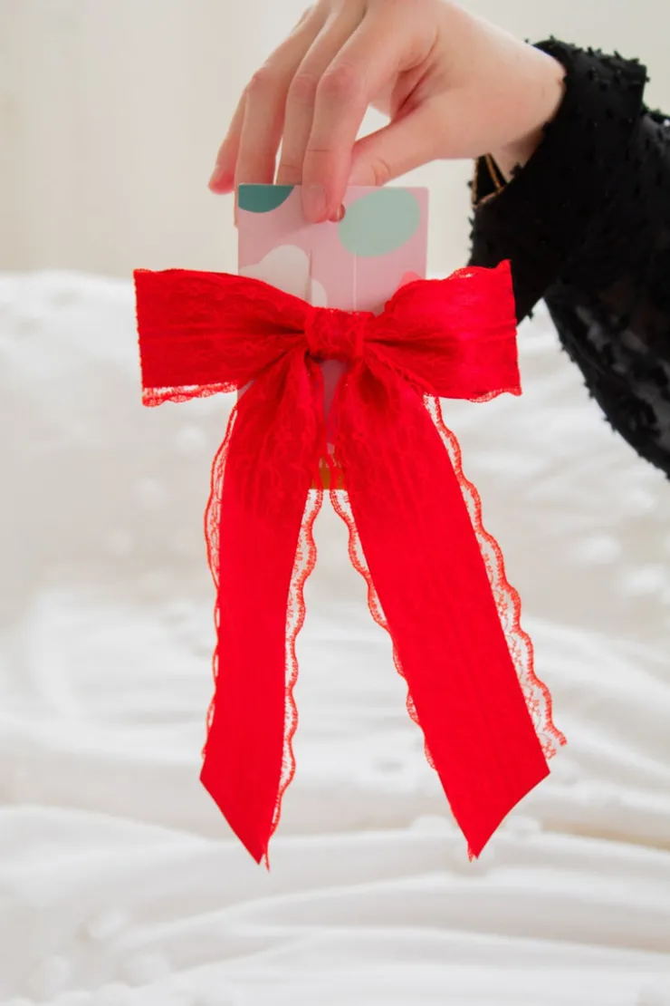 Andi Satin Lace Long Bow Clip