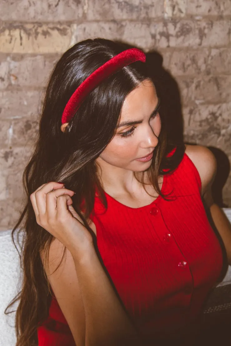 Andi Scarlet Velvet Headband