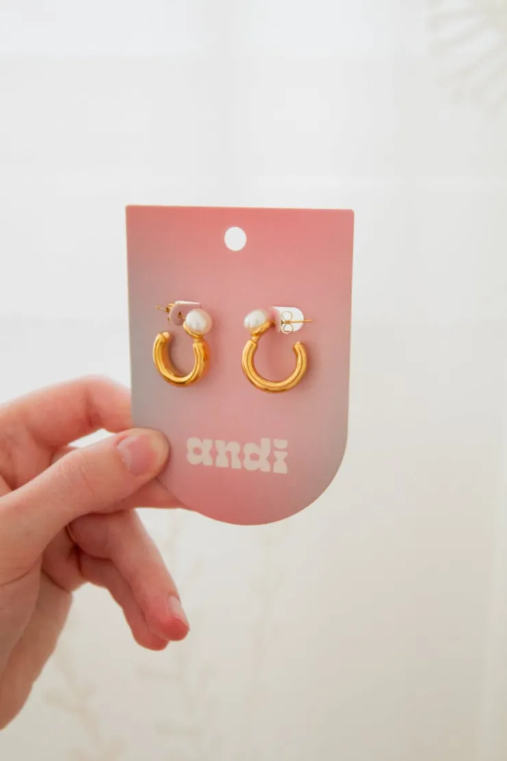 Andi Shiny Pearl Hoops