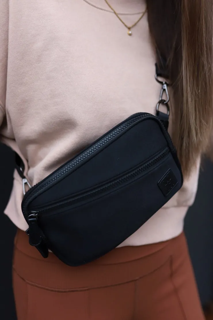 Andi Sling Wallet in Black Neoprene