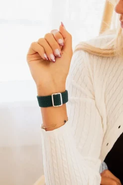 Andi Teal Thick Weaved Adjustable Elastic Watch Band