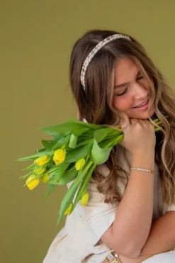 Andi Thin Cream Beaded Headband