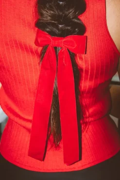 Andi Velvet Long Bow Barrette