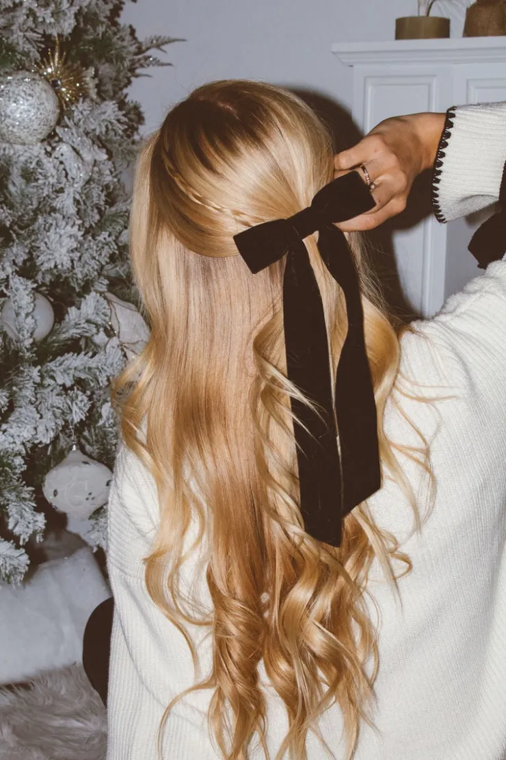 Andi Velvet Long Bow Barrette