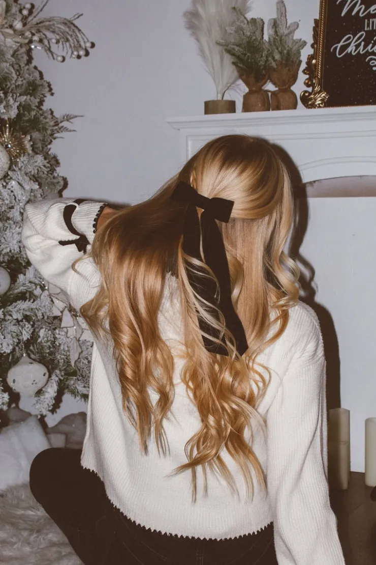 Andi Velvet Long Bow Barrette