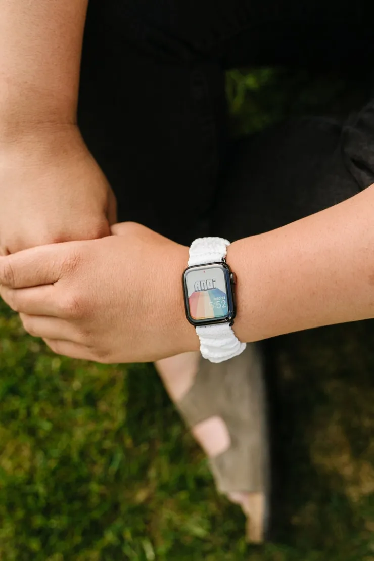 Andi White Hexagon Athletic Scrunchie Band Compatible with Apple Watch