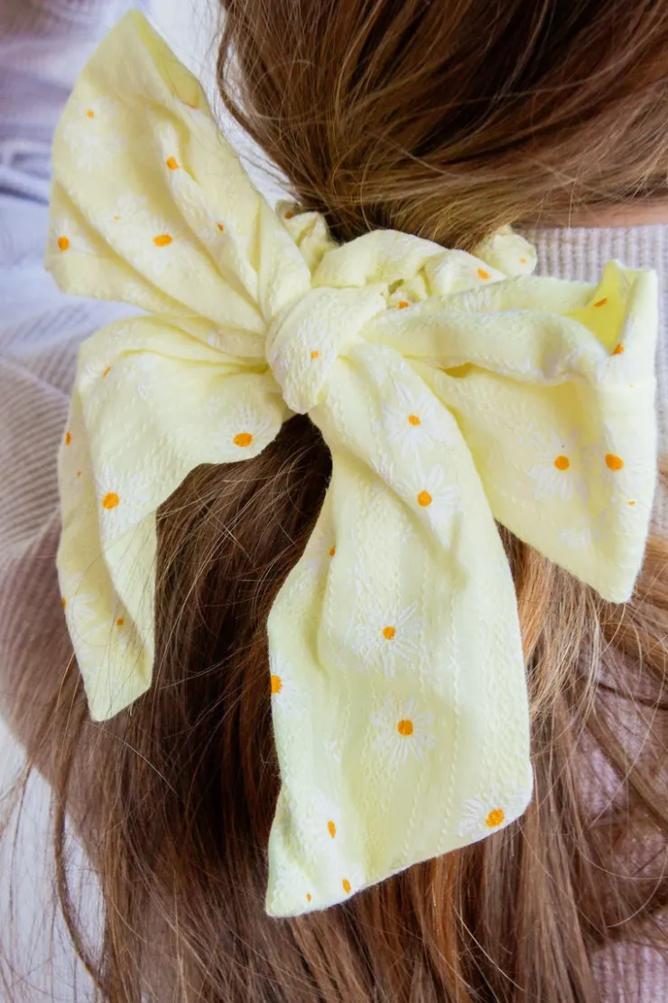 Andi Yellow Daisy Bow Scrunchie